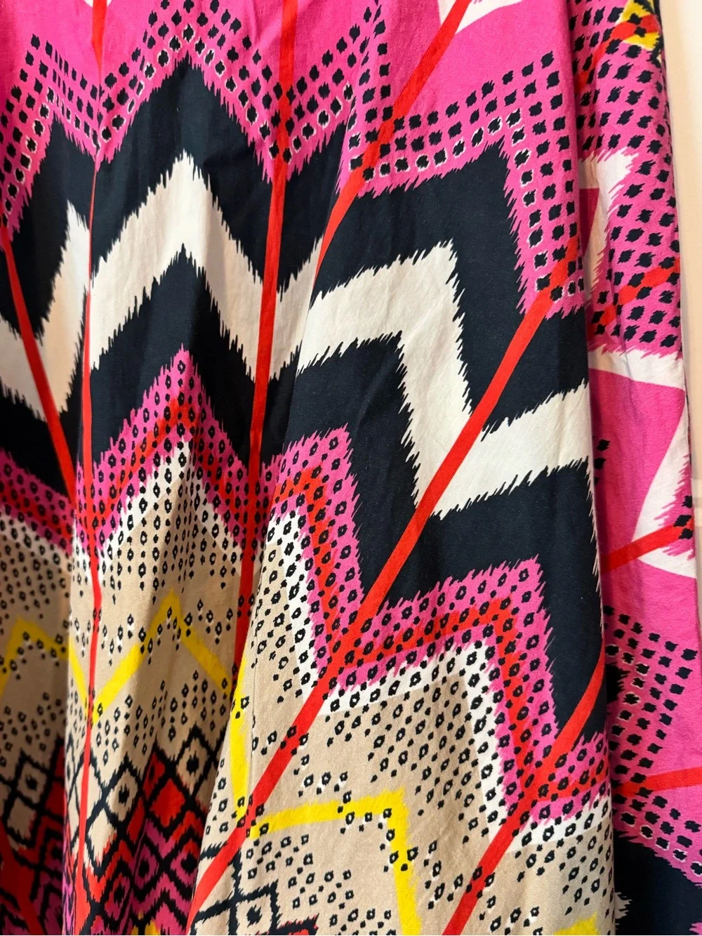 Carven Paris Abstract Print Fit & Flare Skirt Pink Multicolor Cotton Size 40 Eu